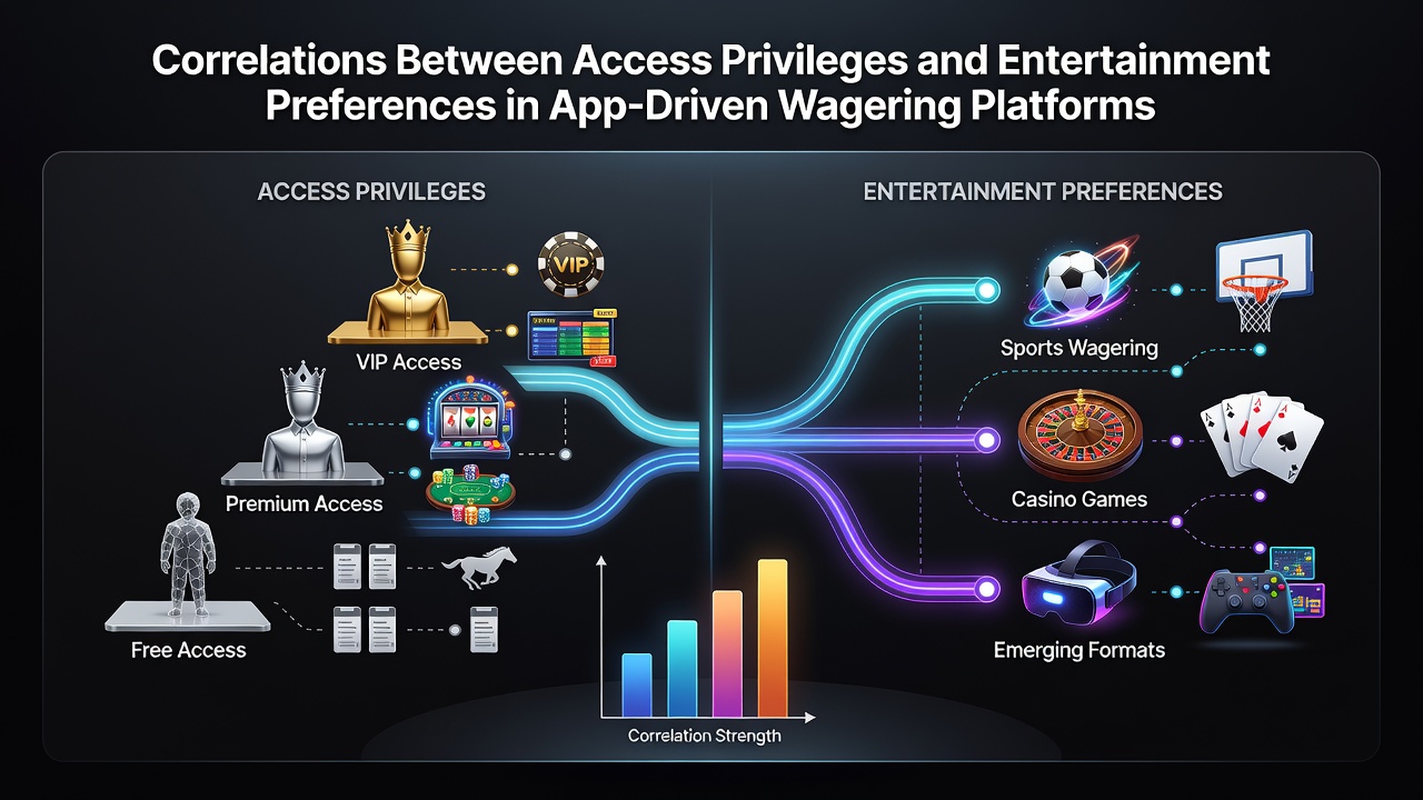 Mobile app interface showing different user access tiers and game selection menus in a wagering platform