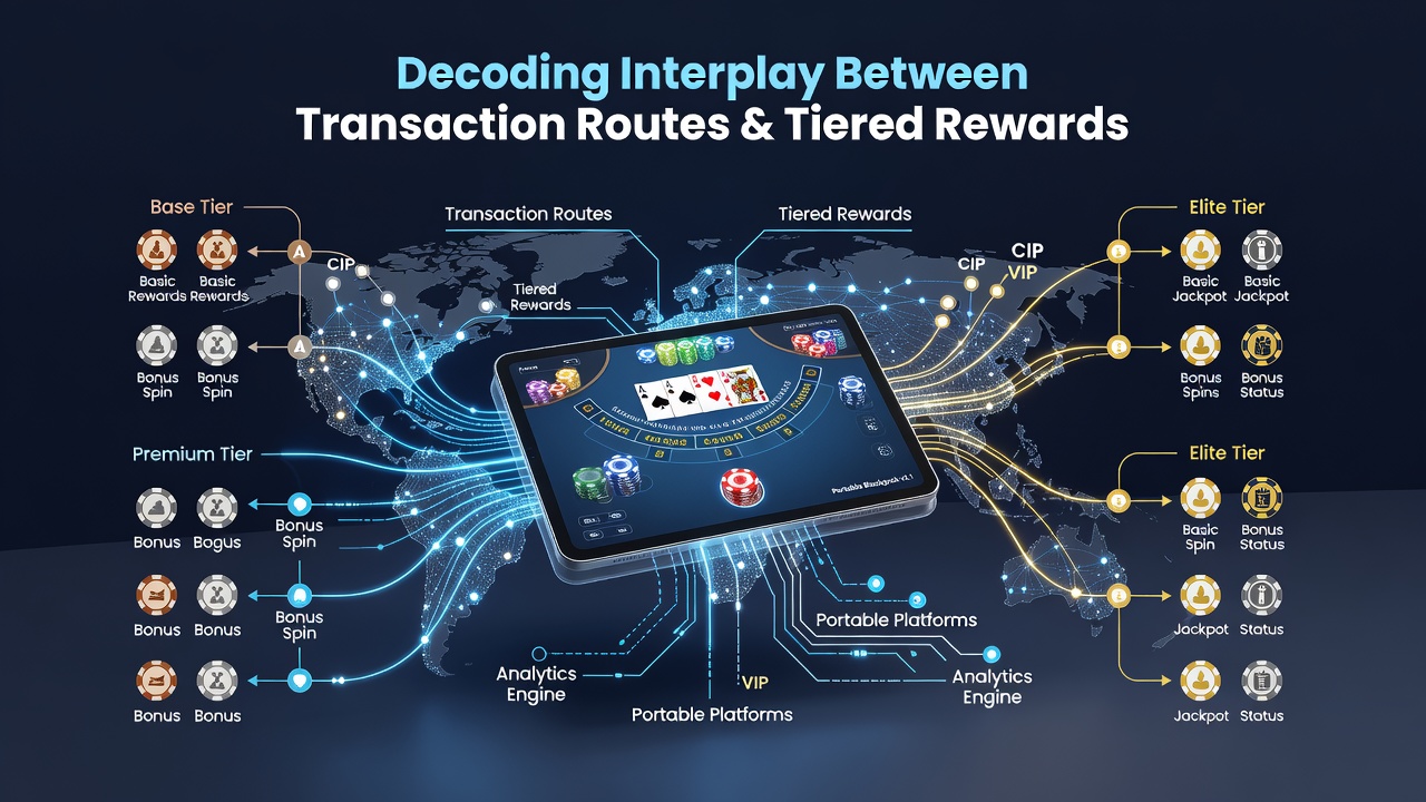 Analytics dashboard displaying transaction route performance metrics alongside tier progression graphs for blackjack users
