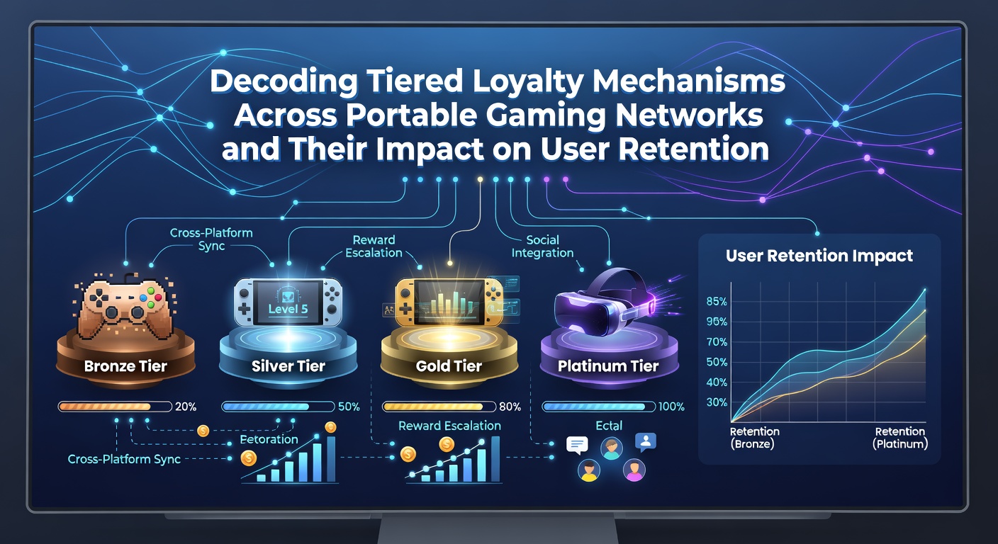 Analytics dashboard showing retention curves and tier advancement statistics for portable gaming users