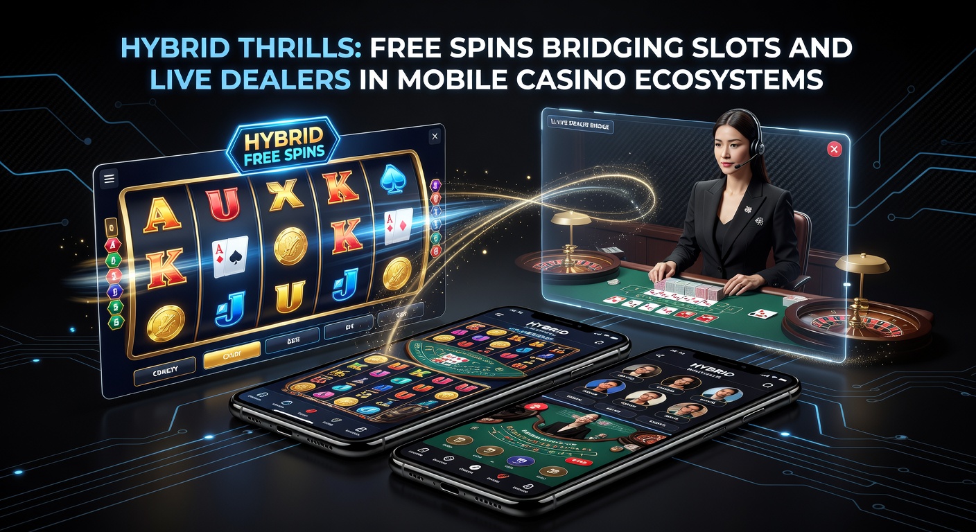 Close-up of a smartphone displaying a live dealer roulette game transitioning into free slot spins, with vibrant graphics and player stats overlay
